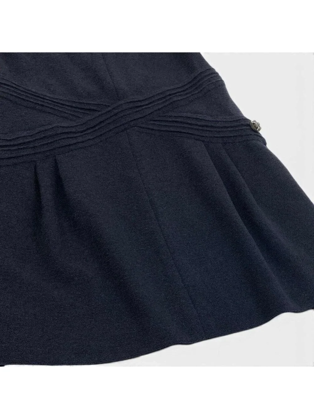 Chanel Short Sleeve Dress Gripoix Button 34 Black